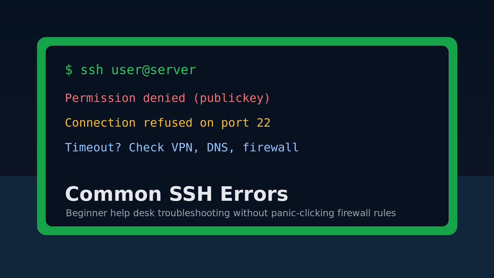 Common SSH Errors Explained for Beginners