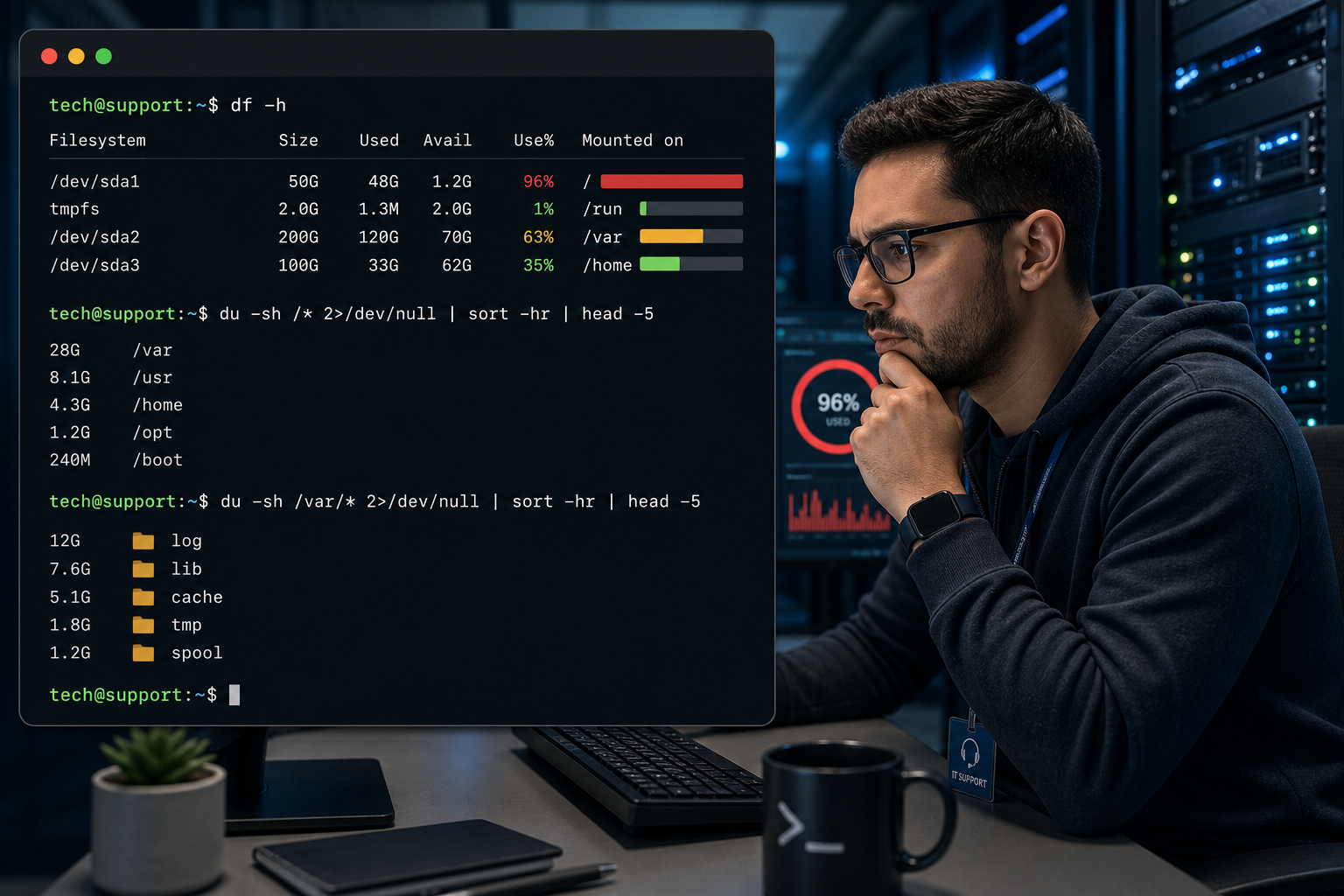 How to Find What Is Eating Disk Space on Linux